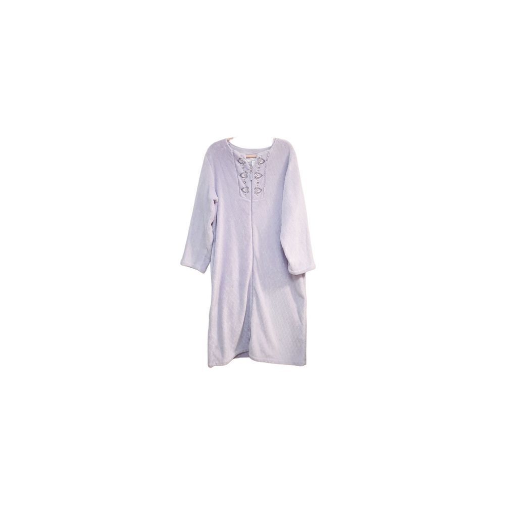 Oscar de la Renta plush quilted jacquard lavender purple muumuu robe lounge wear